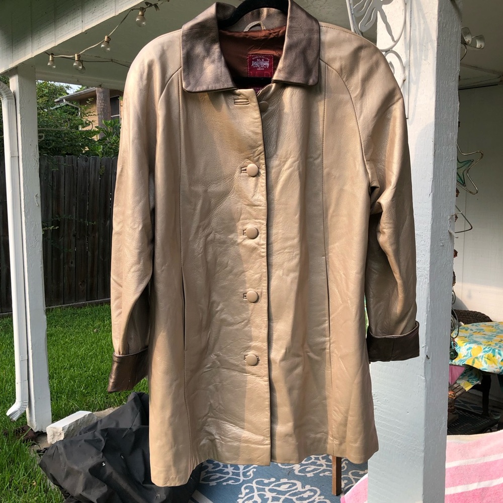 M&R Moda In Pelle Firenze Leather Shimmer Gold Jacket - size 8